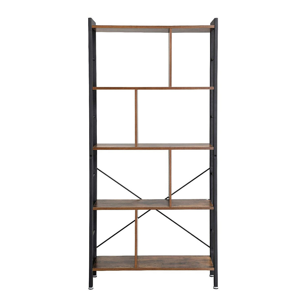 REGAL Rustikales Braun/Schwarz 74x30 cm LBC12BX Metallkonstruktion - Schwarz, Metall (74/154.5/30cm) - Edanti