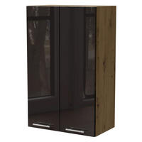 KÜCHENHÄNGESCHRANK Essen W4/60 Schwarz Hochglanz / Eiche Artisan Matt 60 / 32,5 / 96cm - Schwarz Hochglanz/Schwarz, Holz/Holzwerkstoff (60/96/32.5cm) - Feldmann-Wohnen