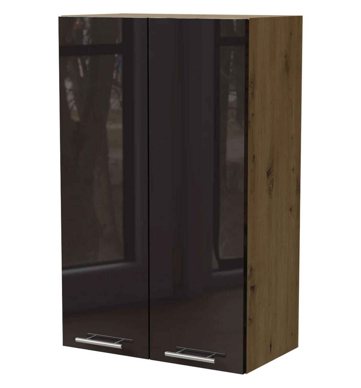 KÜCHENHÄNGESCHRANK Essen W4/60 Schwarz Hochglanz / Eiche Artisan Matt 60 / 32,5 / 96cm - Schwarz Hochglanz/Schwarz, Holz/Holzwerkstoff (60/96/32.5cm) - Feldmann-Wohnen