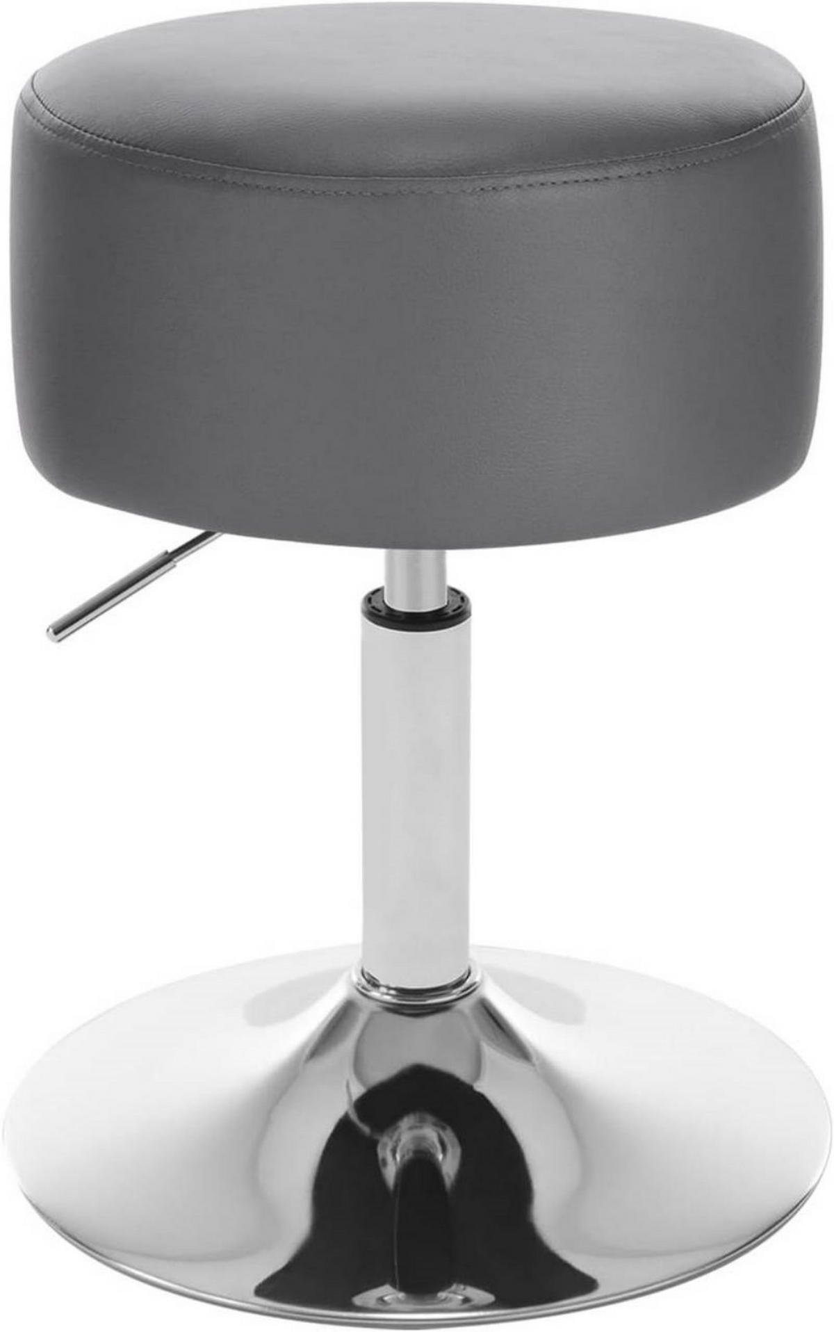 SITZHOCKER rund, Kunstleder, Grau - Silberfarben/Grau, Textil/Metall (38.5/54/38.5cm) - Woltu