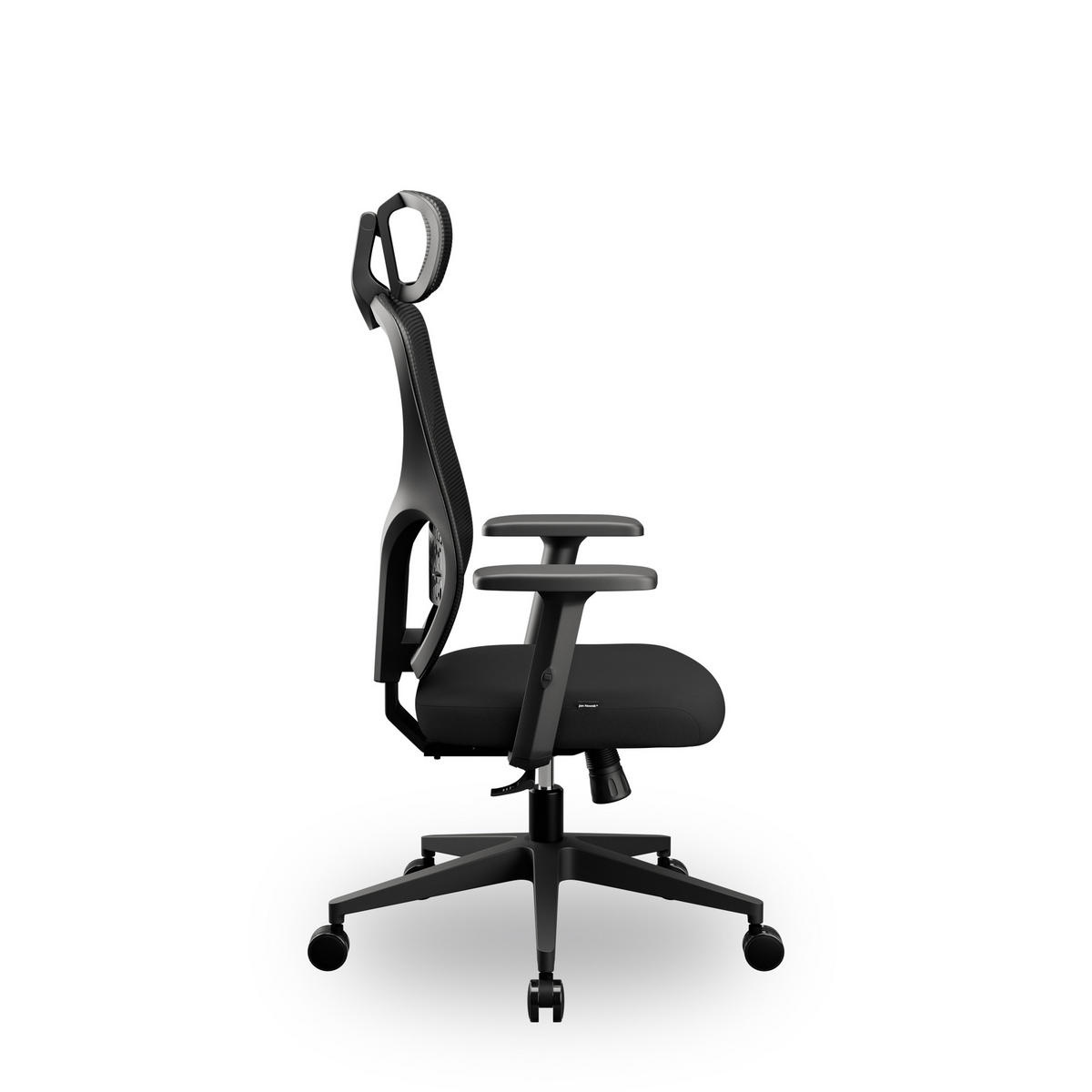 BÜROSTUHL mit Kopfstütze ORBIT - Schwarz, Textil (52/124/47cm) - Jan Nowak