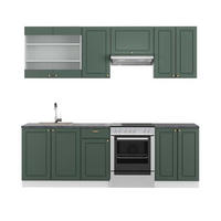 KÜCHENZEILE Fame-Line Grün-Gold Landhaus/Weiß 240 cm, AP Anthrazit - Weiß/Grün, Holzwerkstoff (240/81.6/60cm) - Vicco
