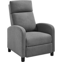 RELAXSESSEL mit Liegefunktion, Leinen , Dunkelgrau - Dunkelgrau/Schwarz, Textil/Metall (65.5/102/89cm) - Woltu