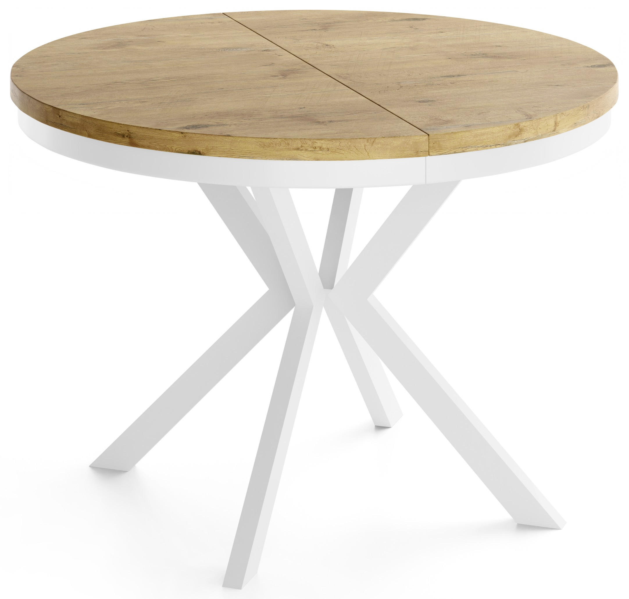 ESSTISCH Cloud runder ausziehbarer, Lancelot Eiche 120-200/120/76 cm - Eichefarben/Braun, Holzwerkstoff/Metall (120/200/76cm) - WFL GROUP