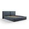 BETT mit Bettkasten und Kopfteil Jodie aus strukturiertem Stoff blau 160x200cm - Blau, Textil (160/200cm) - Micadoni
