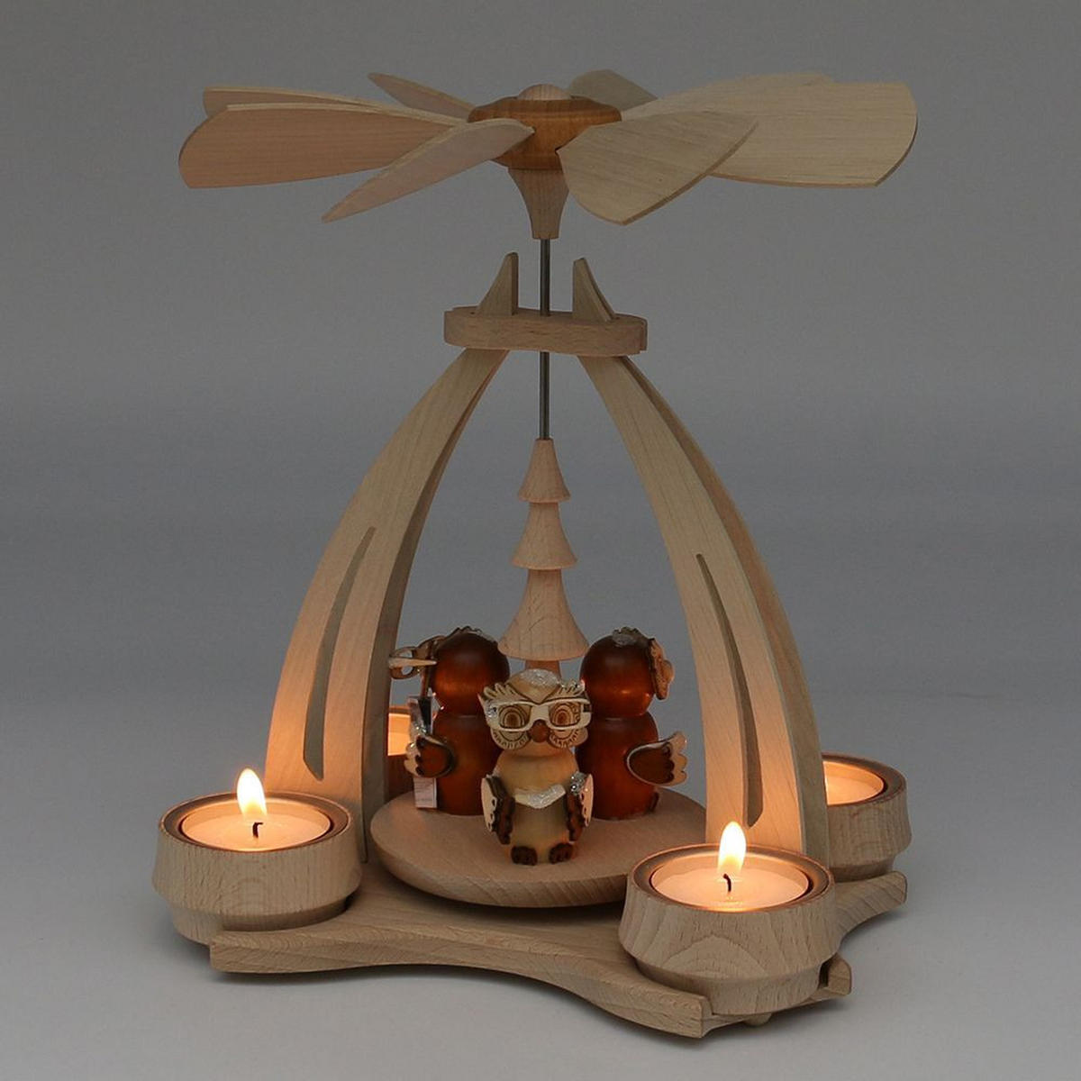 TISCH-PYRAMIDE Eulenwald 14/18/24 cm - Multicolor, Holz (0.1/24/0.1cm) - Dekoteam24