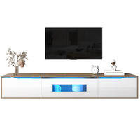 TV ormarić 180/35/30 cm bijeli i u boji drva od iverice s LED rasvjetom - bijela, drvni materijal (180/30/35cm) - OKWISH