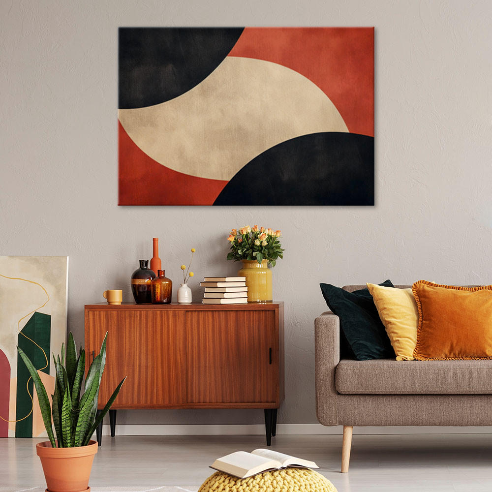 LEINWANDBILD Vintage-Stil abstrakt 100x70cm - Rot, Textil (100/70cm) - Feeby
