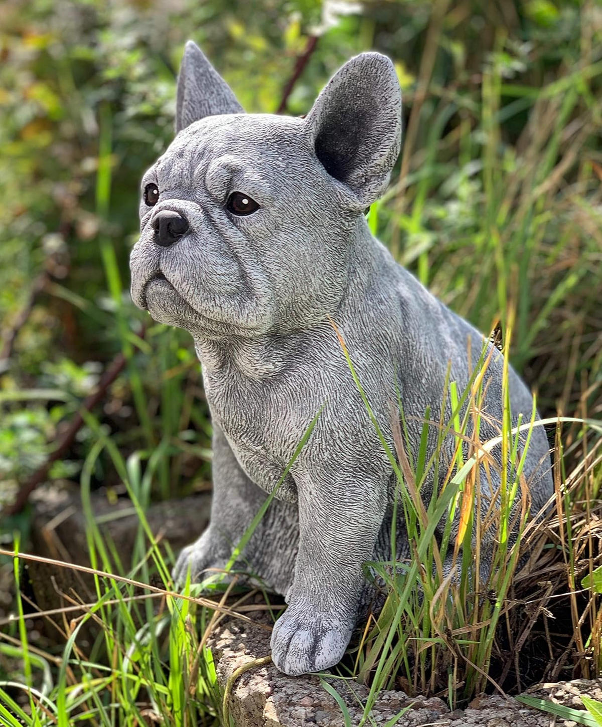 STEINFIGUR Frenchie Französische Bulldogge frostfest wetterfest - Grau, Stein (20/29/22cm) - stoneandstyle