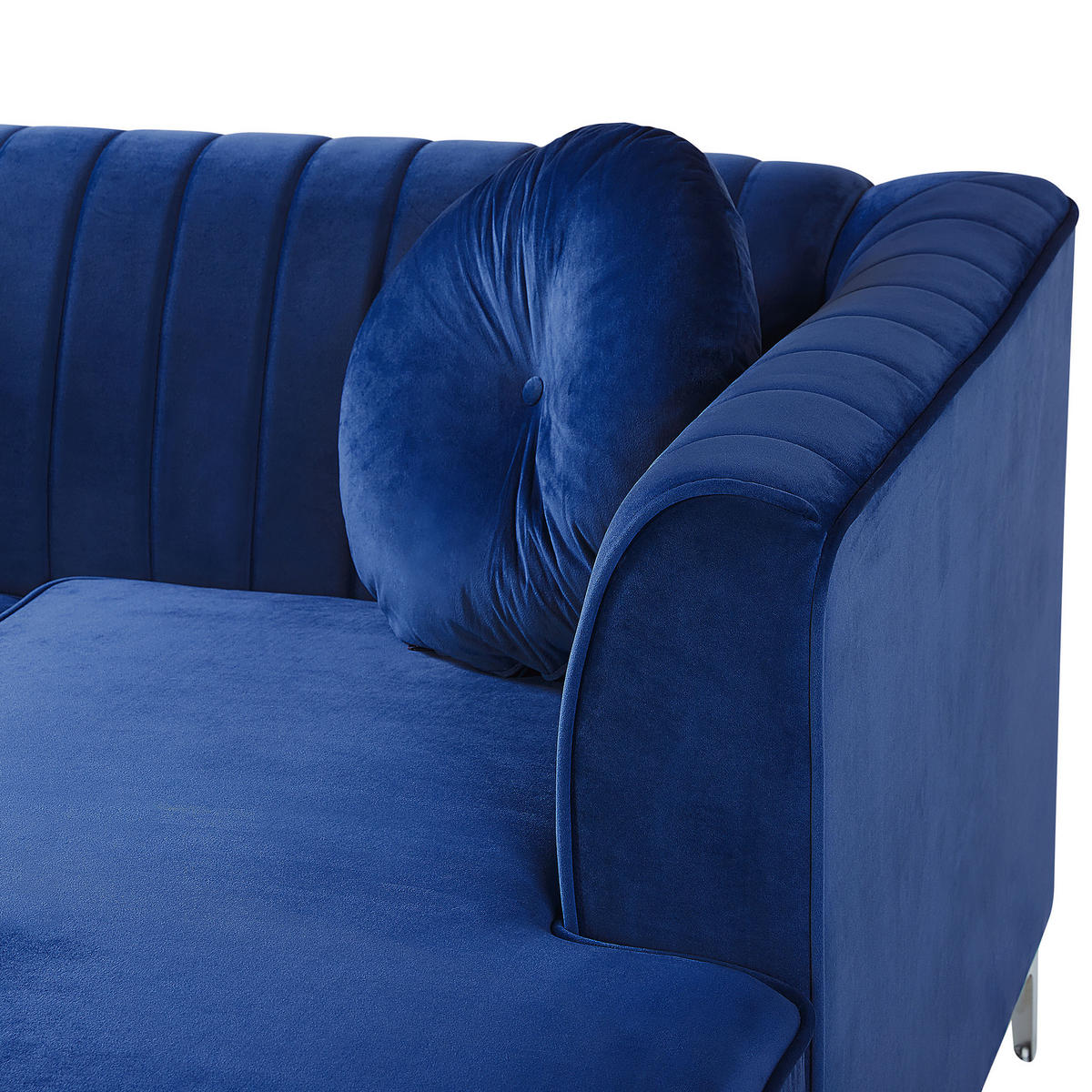 ECKSOFA Samtstoff Marineblau rechtsseitig Timra - Hellblau, Textil (220/160cm) - Beliani