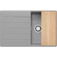 SPÜLBECKEN Kopenhagen, 2-er set Grau 78/50 cm 1 Becken + Ablauf-Set + Schneidebrett ab 45er Unterschrank - Chromfarben/Beige, Kunststoff (78/20/50cm) - Primagran