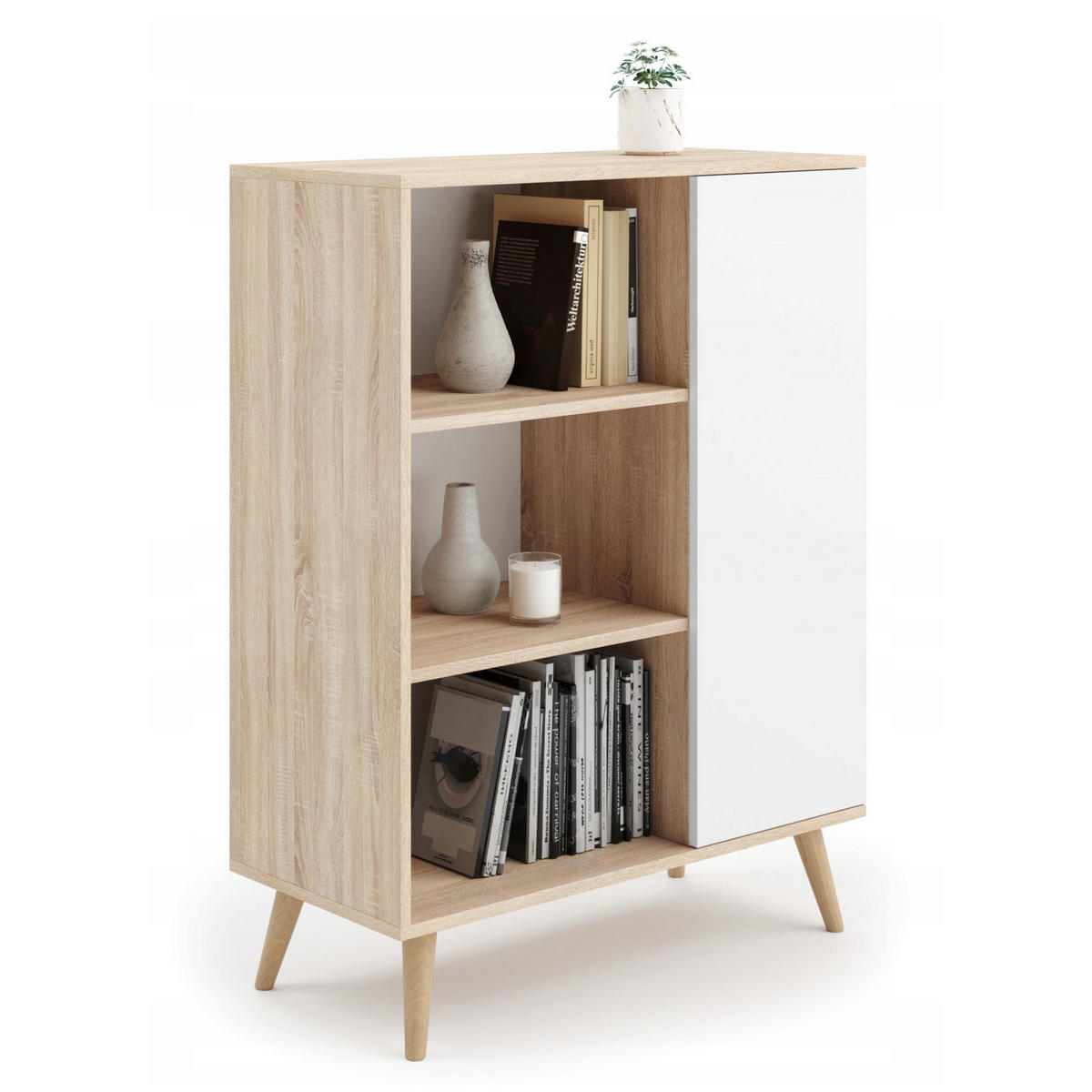 BÜCHERREGAL Fondi - Eichefarben/Weiß, Holzwerkstoff (40/116/90cm) - RAUMHIRSCH FURNITURE