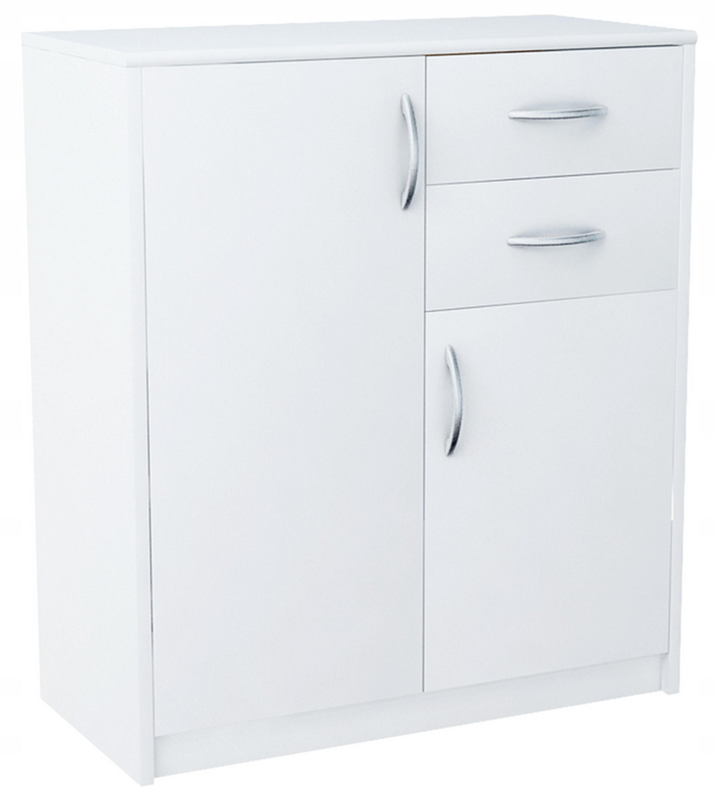 KOMMODE 2-türig Weiß 74/35/85 cm mit 2 Schubladen - Weiß, Holzwerkstoff (74/85/35cm) - Matkam Möbel