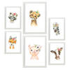 POSTER Set Mit 6 Blumentiere Weißer Hintergrunddruck Mit Baby Tiermotiven Im Pastell Aquarell Stil Innenarchitektur A3 & A4 Weißer Rahmen - Weiß, Papier (29/3cm) - Nacnic