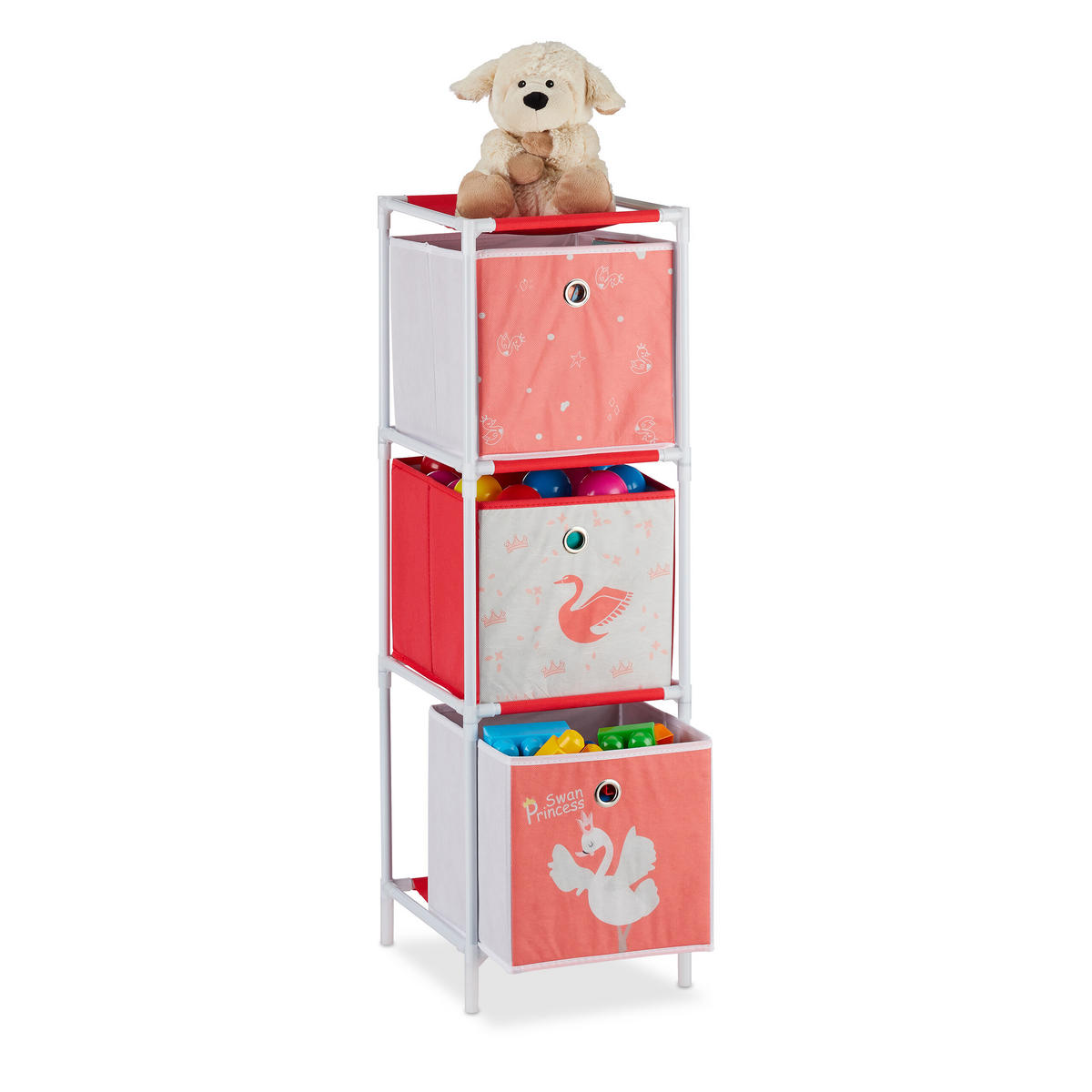 KINDERREGAL Schwan - Multicolor, Kunststoff/Textil (27.5/89/30cm) - Relaxdays