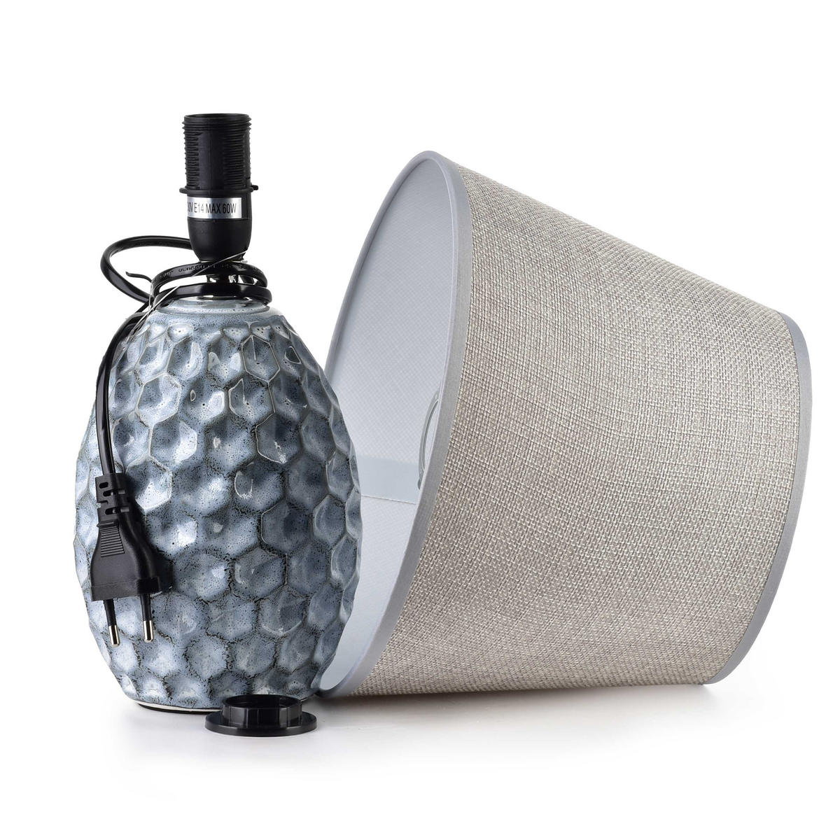 STOLNÍ LAMPA, keramika, modrá - modrá, keramika (11/11/34cm) - Mondex