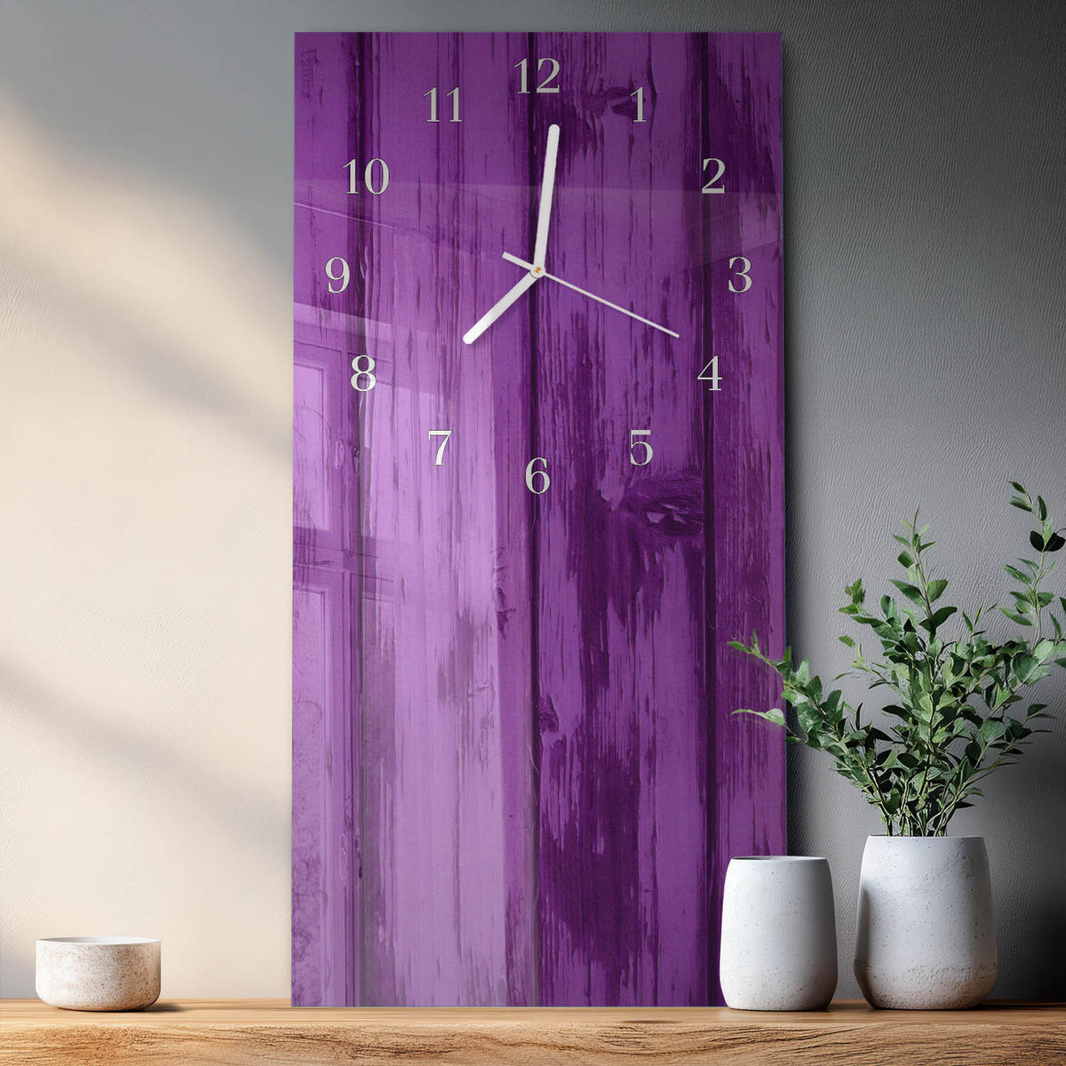 WANDUHR 30x60 cm - Wein - Lila, Glas (30/60/0.4cm) - TULUP