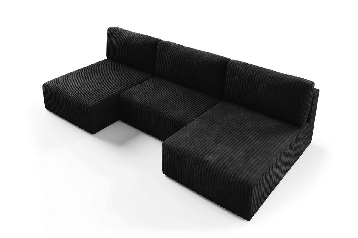 WOHNLANDSCHAFT Natalia - Schwarz, Holzwerkstoff/Textil (304/85/149cm) - Fun Möbel