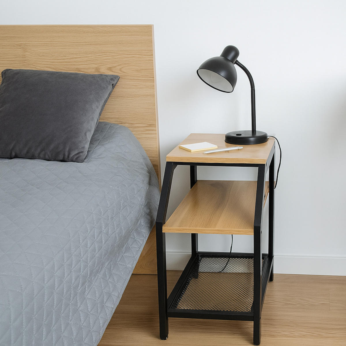 BEISTELLTISCH Metall Holzoptik Erlefarben Schwarz 3 Ablagen 59x30x60 cm - Erlefarben/Schwarz, Holzwerkstoff/Metall (30/59/60cm) - Begryf