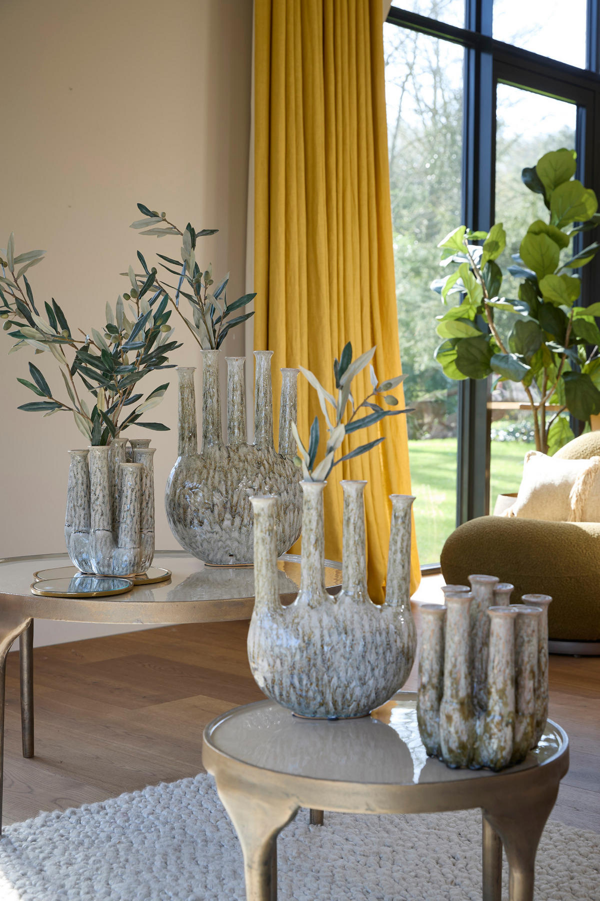 VASE Bekapo Braun 34/14/48 cm - Braun, Keramik (48cm) - Light & Living