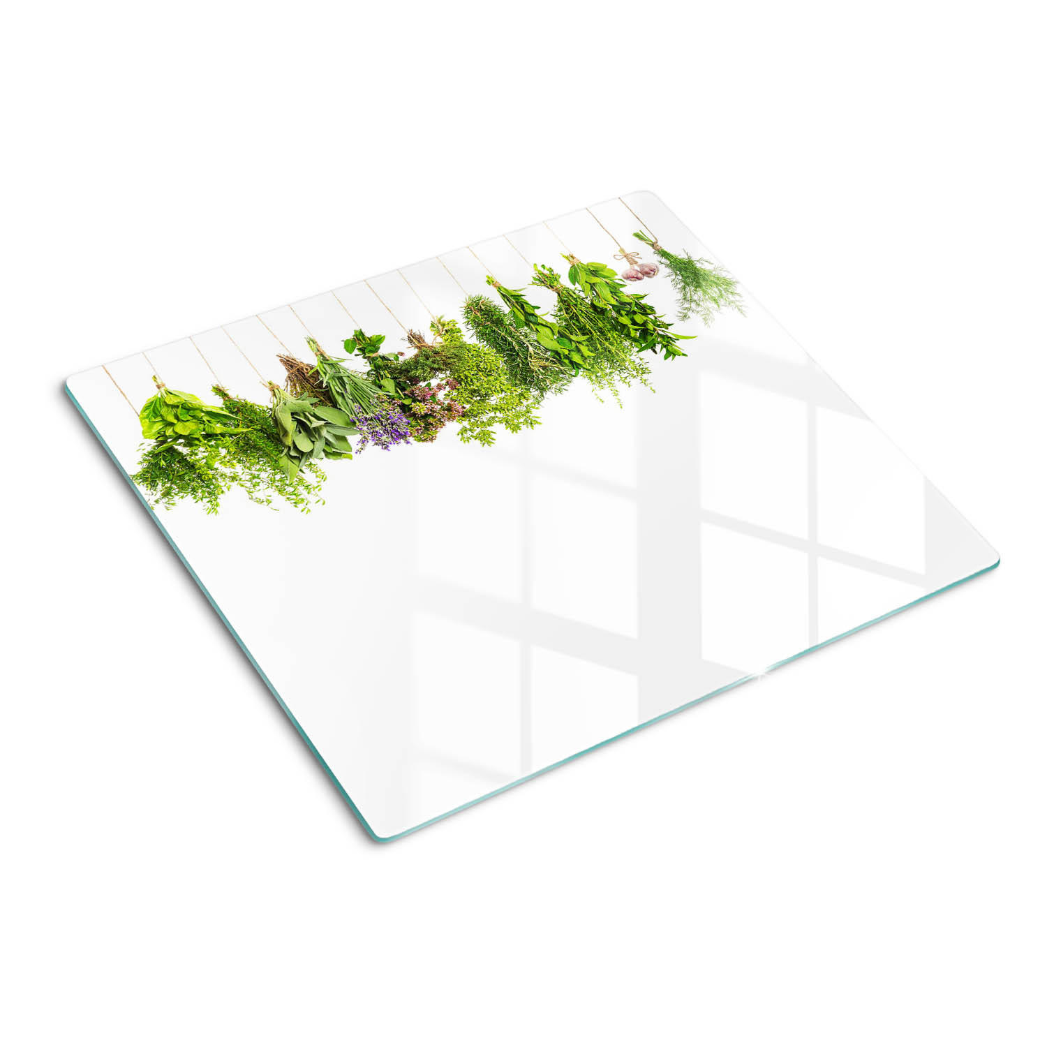 GLASPLATTE 60x52 cm Kräuterschnur - Grün, Glas (60/0.4/52cm) - TULUP