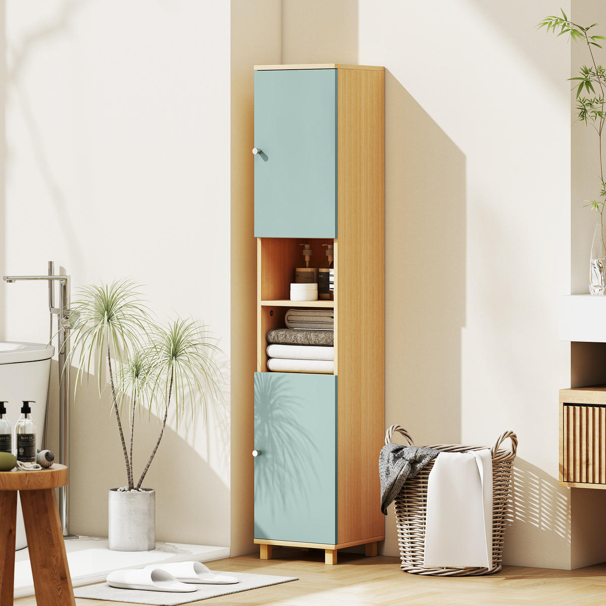 HOCHSCHRANK DE-12491 30/30/166 cm Grün - Grün, Holzwerkstoff (30/166/30cm) - ComfortXL