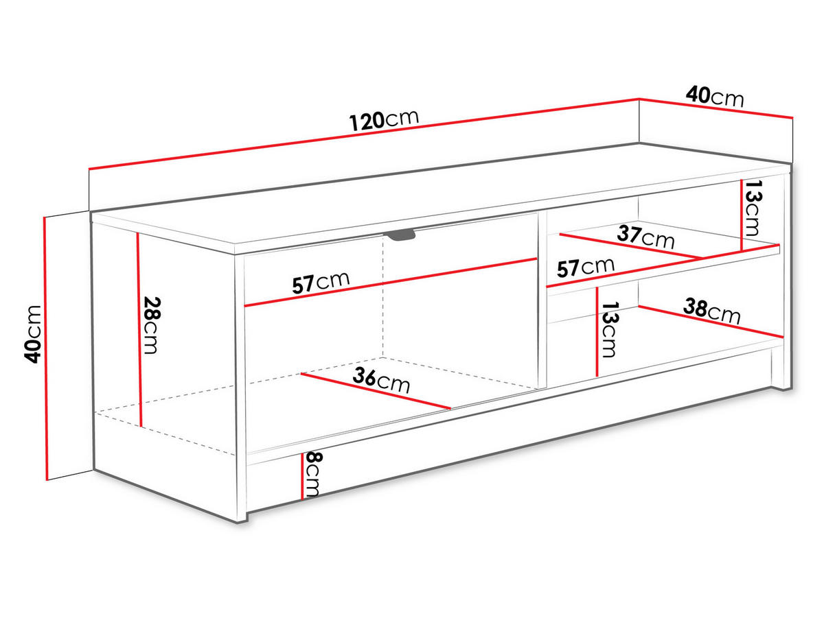 TV-ELEMENT Tireno - Goldfarben/Weiß, Holzwerkstoff/Metall (120/40/40cm) - MIRJAN24