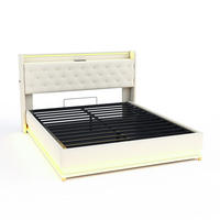 POLSTERBETT 160/200 cm in Beige Leinen mit Bettkasten, LED und USB - Beige, Holzwerkstoff/Textil (160/200cm) - WISHDOR