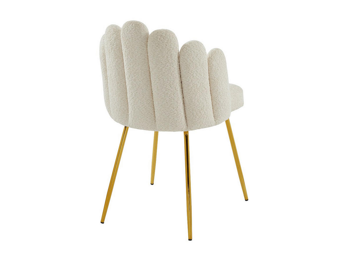 STUHL 6er-Set - Bouclé-Stoff & goldfarbenes Metall - Cremefarben - ALTINAM - Creme, Textil (55/85/57cm) - Pascal Morabito