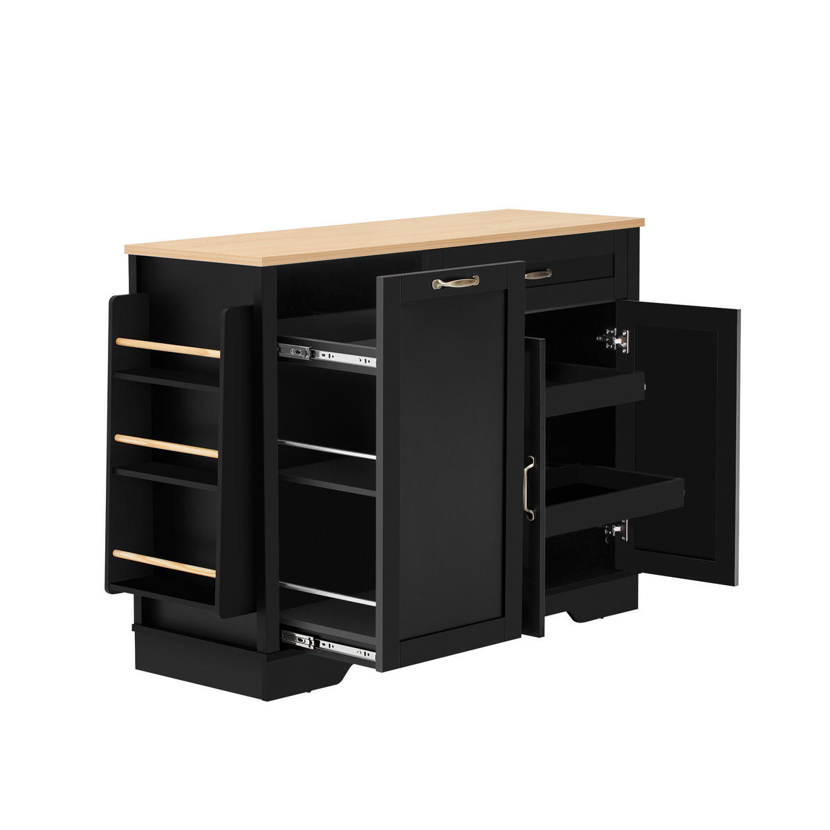 KÜCHENINSEL 115/40/87 cm schwarz mit ausziehbaren Schubladen - Schwarz, Holzwerkstoff (115/87/40cm) - OKWISH