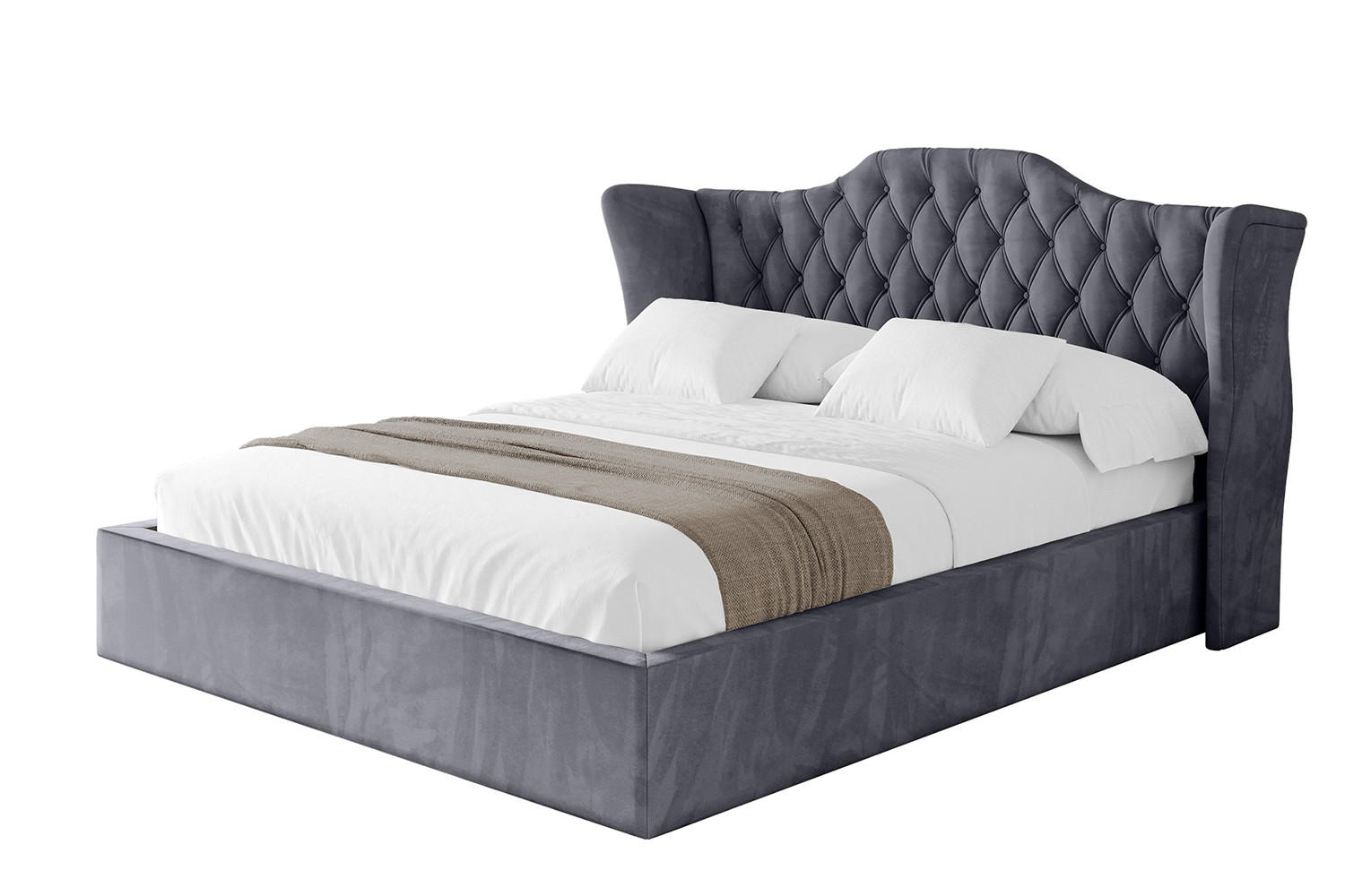 POLSTERBETT mit Bettkasten und Lattenrost, Boxbett ohne Matratze - ZORAN 160x200 Dunkelgrau - Dunkelgrau, Holzwerkstoff/Textil (160/200cm) - ALTDECOR