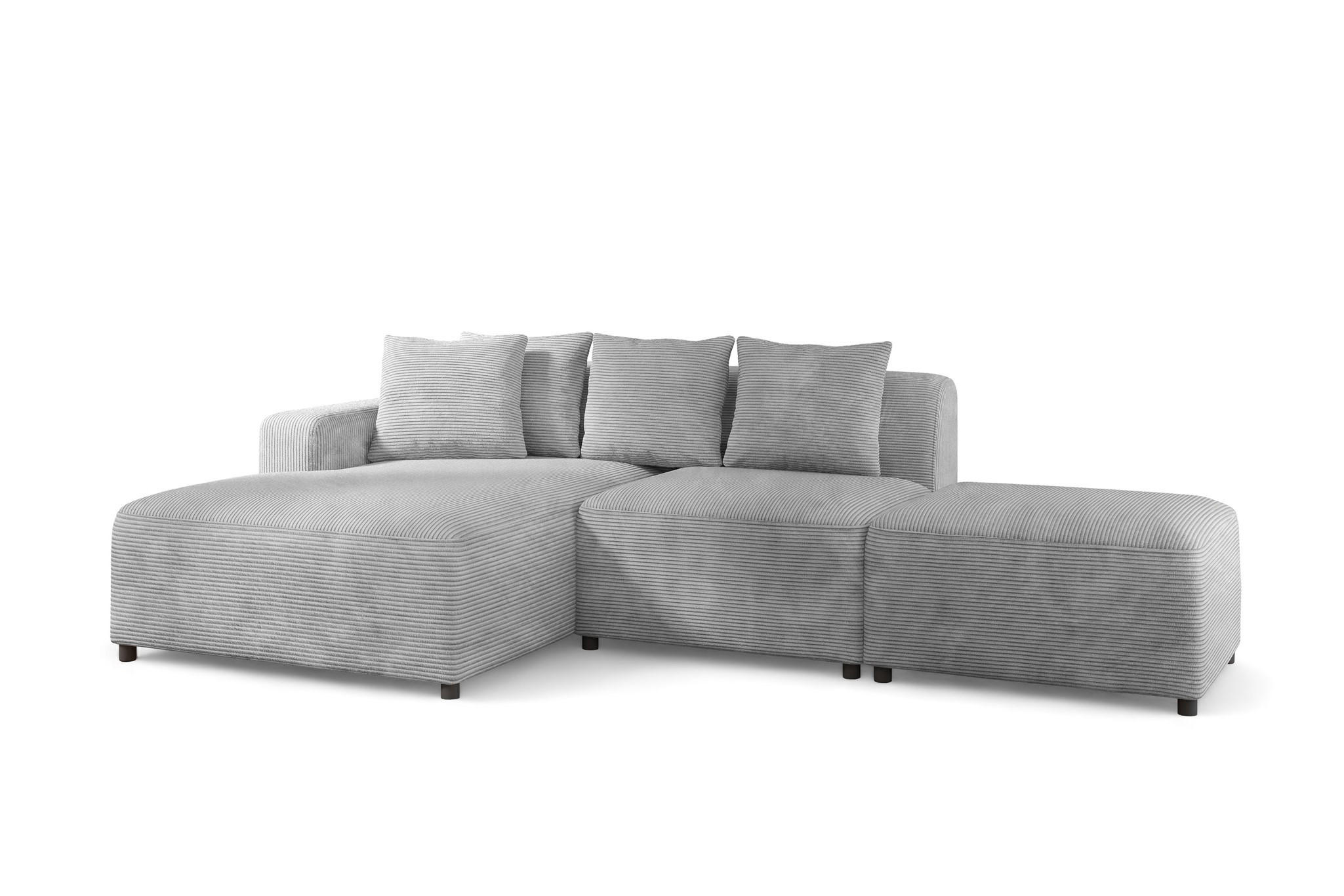 ECKSOFA Megan Xs In Poso - Hellgrau, Holzwerkstoff/Textil (304/165cm) - Fun Möbel