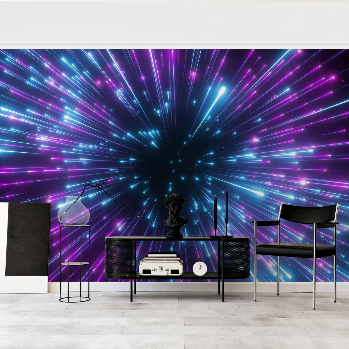 FOTOTAPETE Neon Feuerwerk 384/255 cm - Violett, Papier (384/255cm) - Bilderwelten