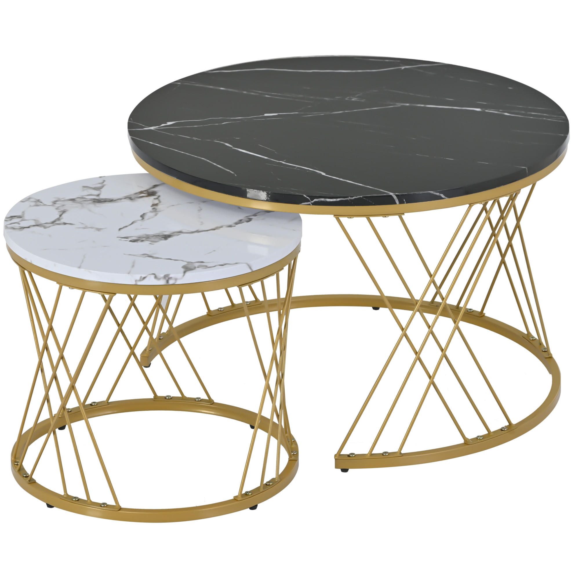 COUCHTISCH aus MDF 70x70x45 & 45x45x40 cm in Schwarz mit Nesting-Design - Schwarz, Holzwerkstoff (70/70/45cm) - Modfu