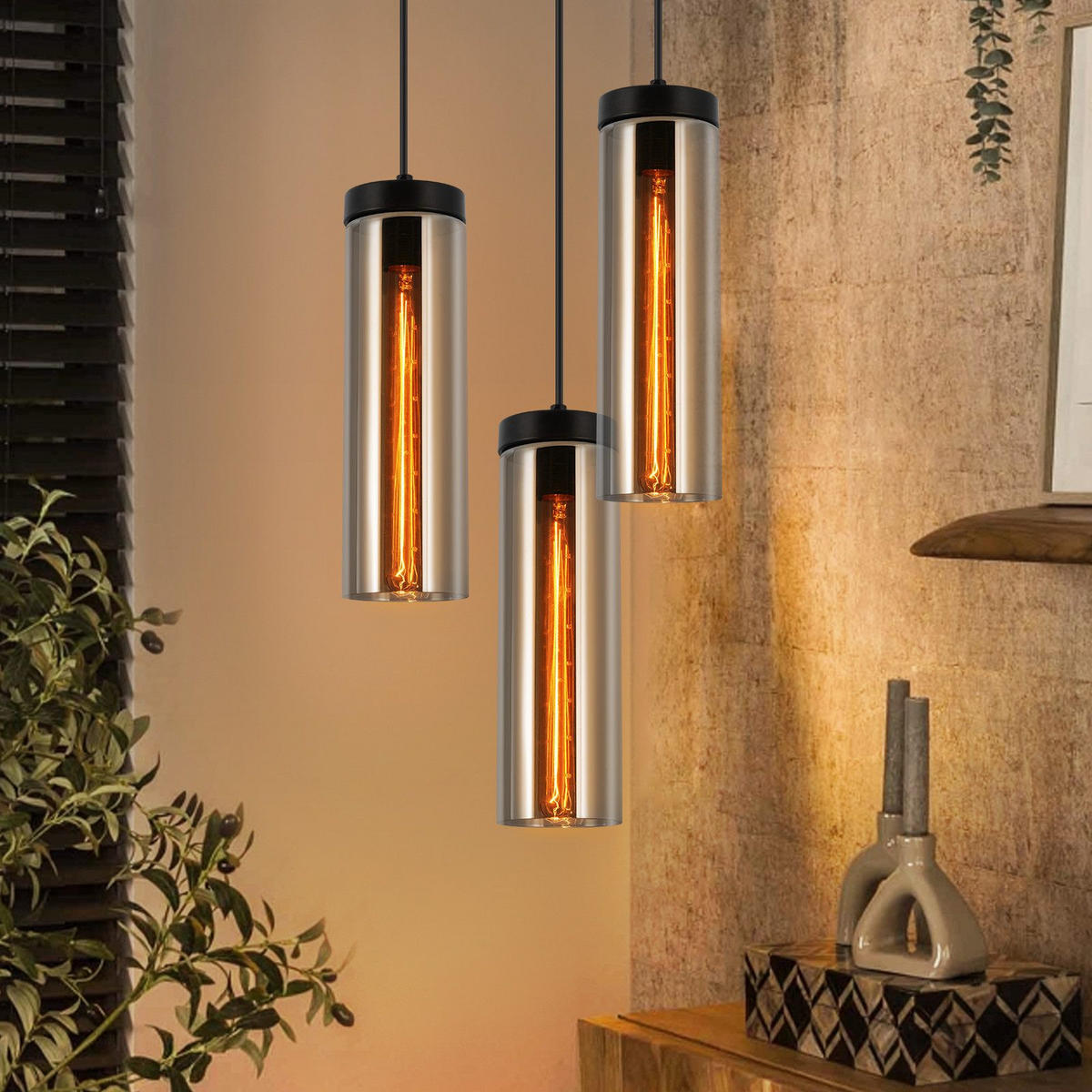 HÄNGELEUCHTE Marsden 22/22/158 cm - Schwarz, Metall (22/22/158cm) - Nettlife