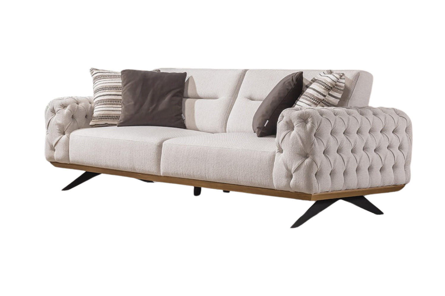 3 Sitzer SOFA Cuba Samt Schwarz - Creme, Textil/Metall (235/87/95cm)