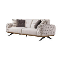 3 Sitzer SOFA Cuba Samt Schwarz - Creme, Textil/Metall (235/87/95cm)