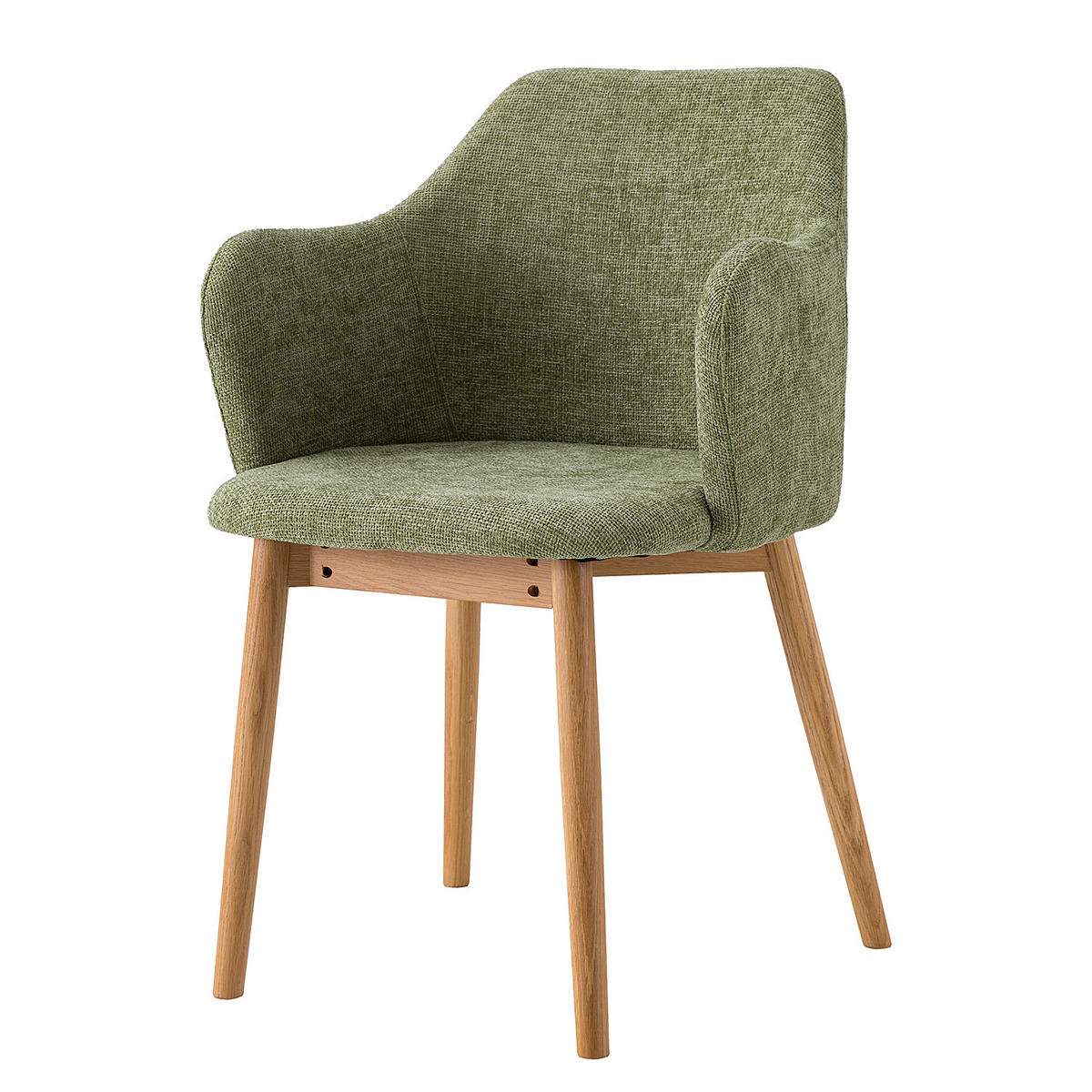 ARMLEHNENSTUHL - Strukturstoff, 2er-Set - Eichefarben/Olivgrün, Textil (55/85/60cm) - home24