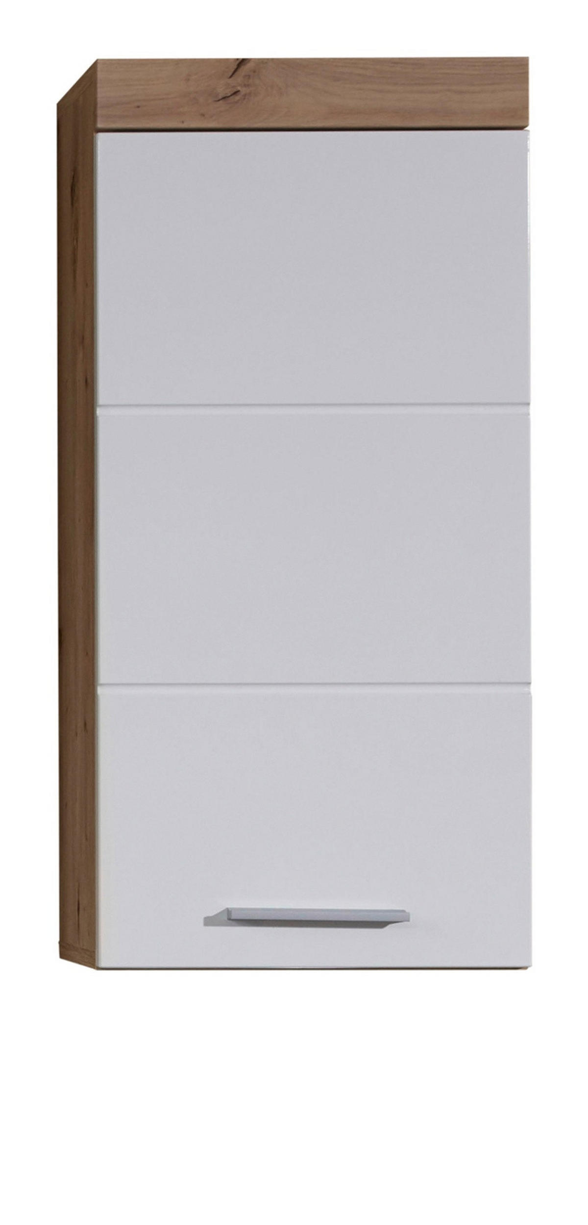 HÄNGESCHRANK weiß Hochglanz, Asteiche 37 x 77 cm, Badschrank hängend - Eichefarben/Weiß, Holzwerkstoff/Kunststoff (37/77/23cm) - Top.Furn