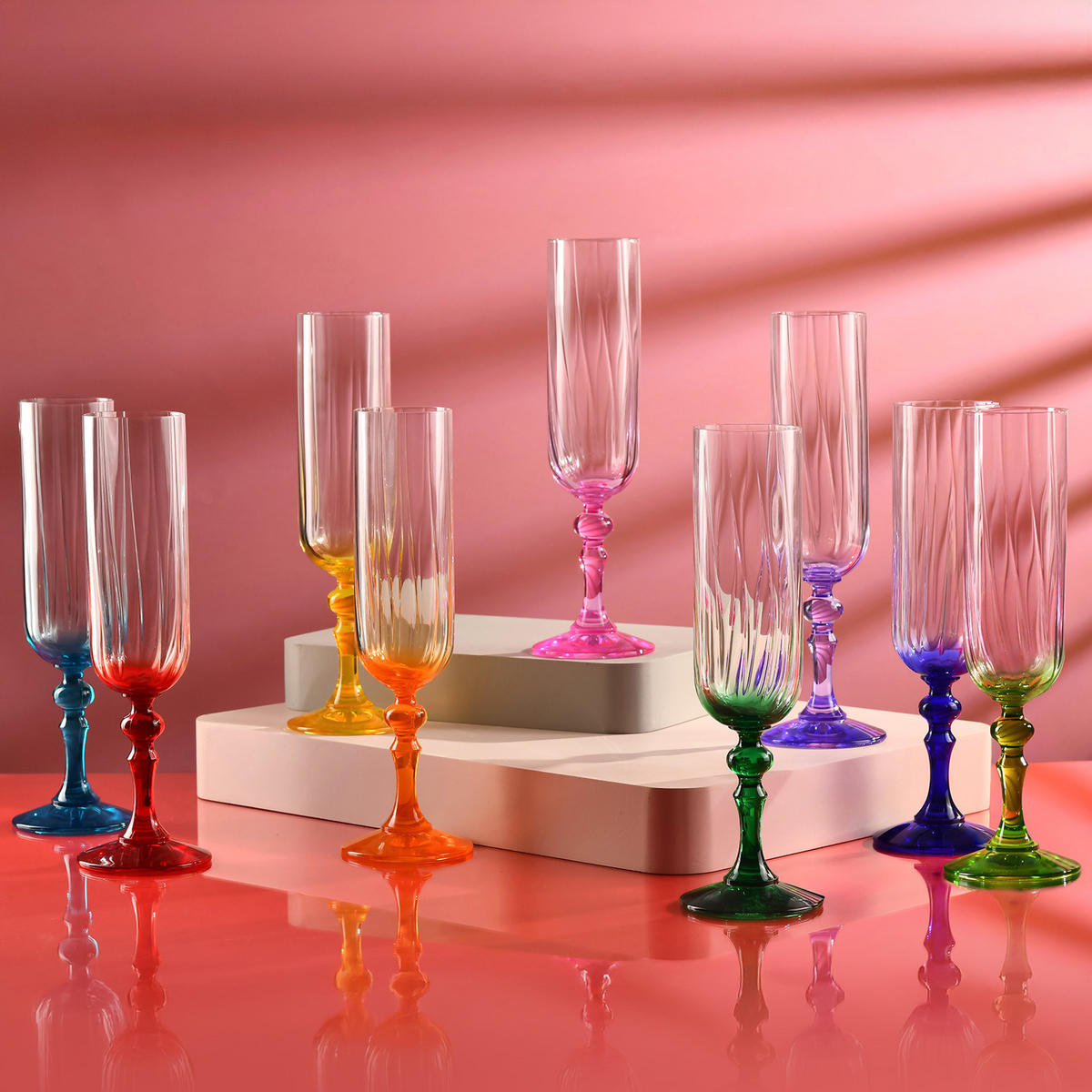 SEKTGLÄSER, 2er-Set, 200 ml - Orange, Glas (0.2L) - Krosno Glass