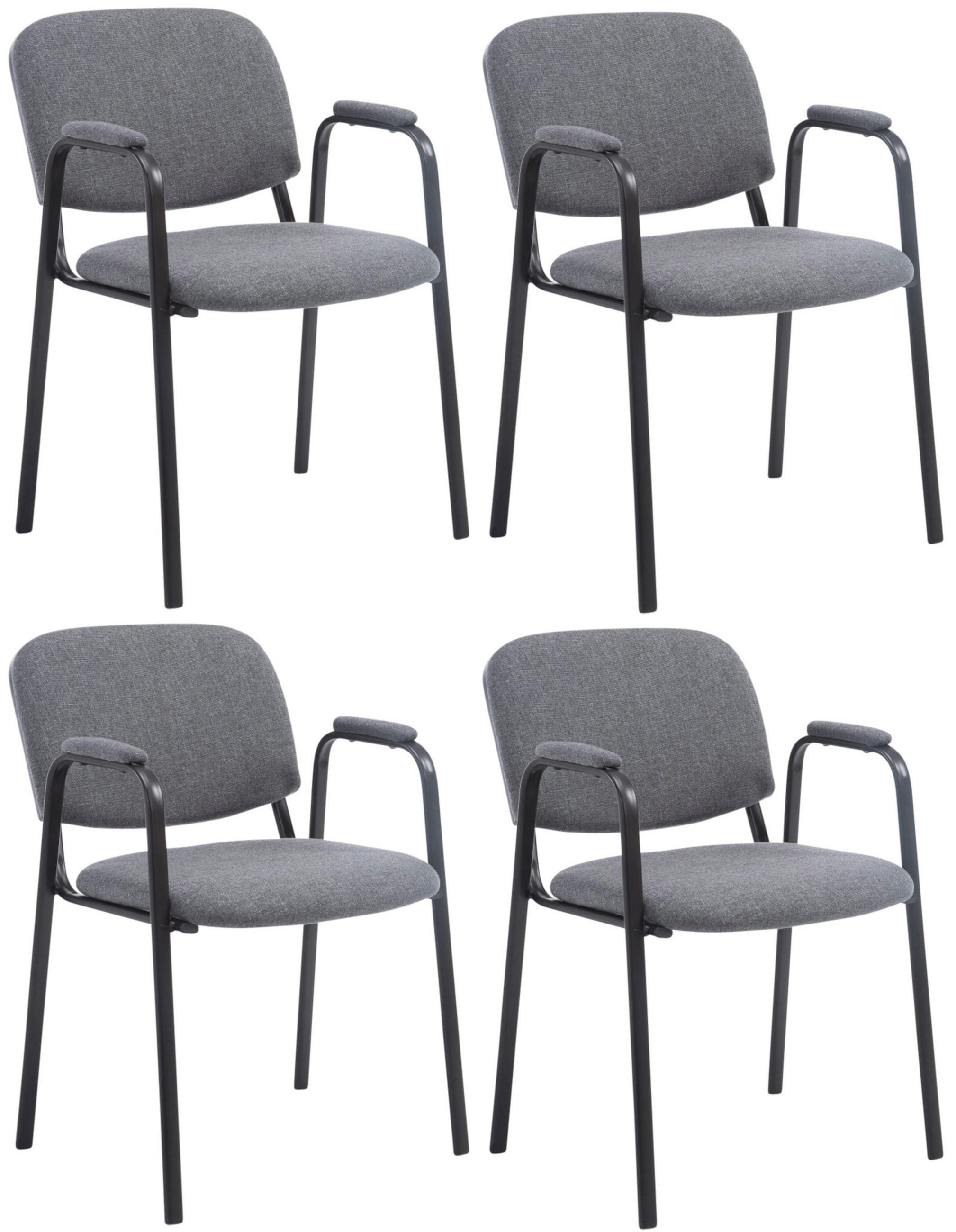 BESUCHERSTUHL 4er Set Stoff grau - Schwarz/Grau, Textil/Metall (53/79/55cm) - CLP
