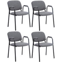 BESUCHERSTUHL 4er Set Stoff grau - Schwarz/Grau, Textil/Metall (53/79/55cm) - CLP
