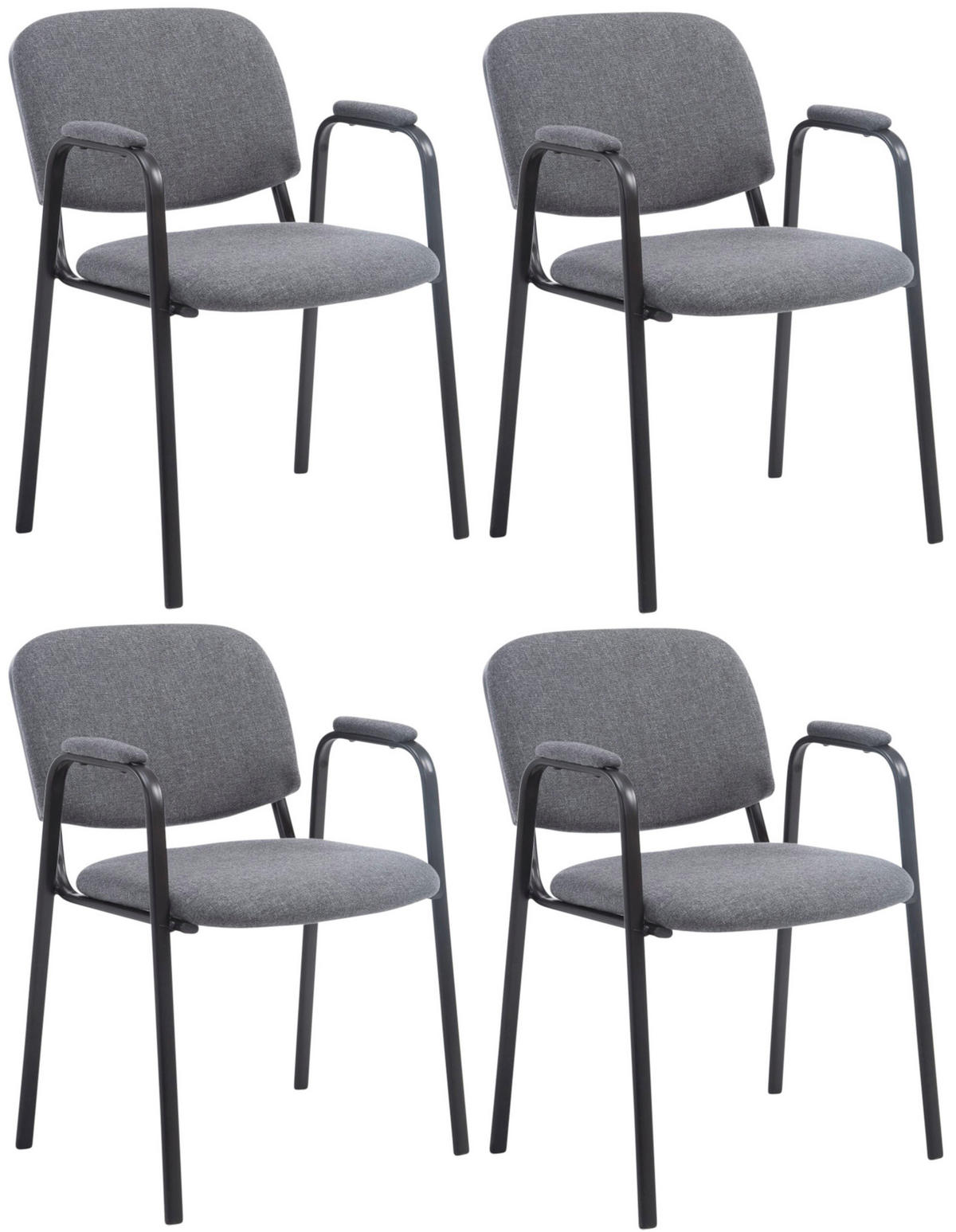 BESUCHERSTUHL 4er Set Stoff grau - Schwarz/Grau, Textil/Metall (53/79/55cm) - CLP