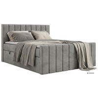 BOXBETT ALVER DUO 160/200 - Hellgrau Velvet - Topper T25 - H3 - Hellgrau, Textil (160/200cm) - MKS