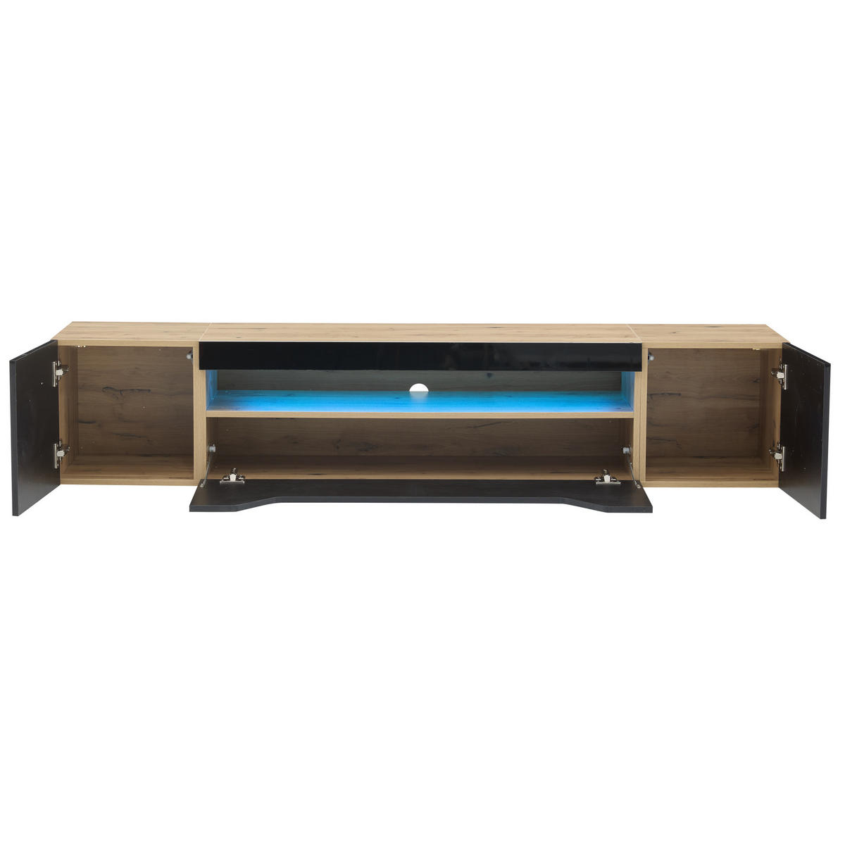 TV-SCHRANK 170/36/55 cm weiß MDF mit Goldverzierungen und Soft-Close-Scharniere - Schwarz, Holzwerkstoff (180/36/37cm) - OKWISH