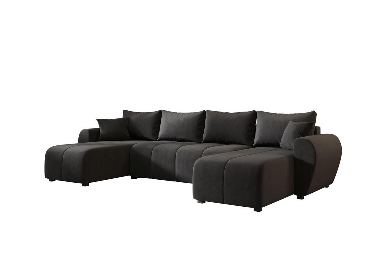 WOHNLANDSCHAFT MOLISA U Itaka 27 mit Schlaffunktion - Dunkelgrau, Textil (303/82/208cm) - Bedante