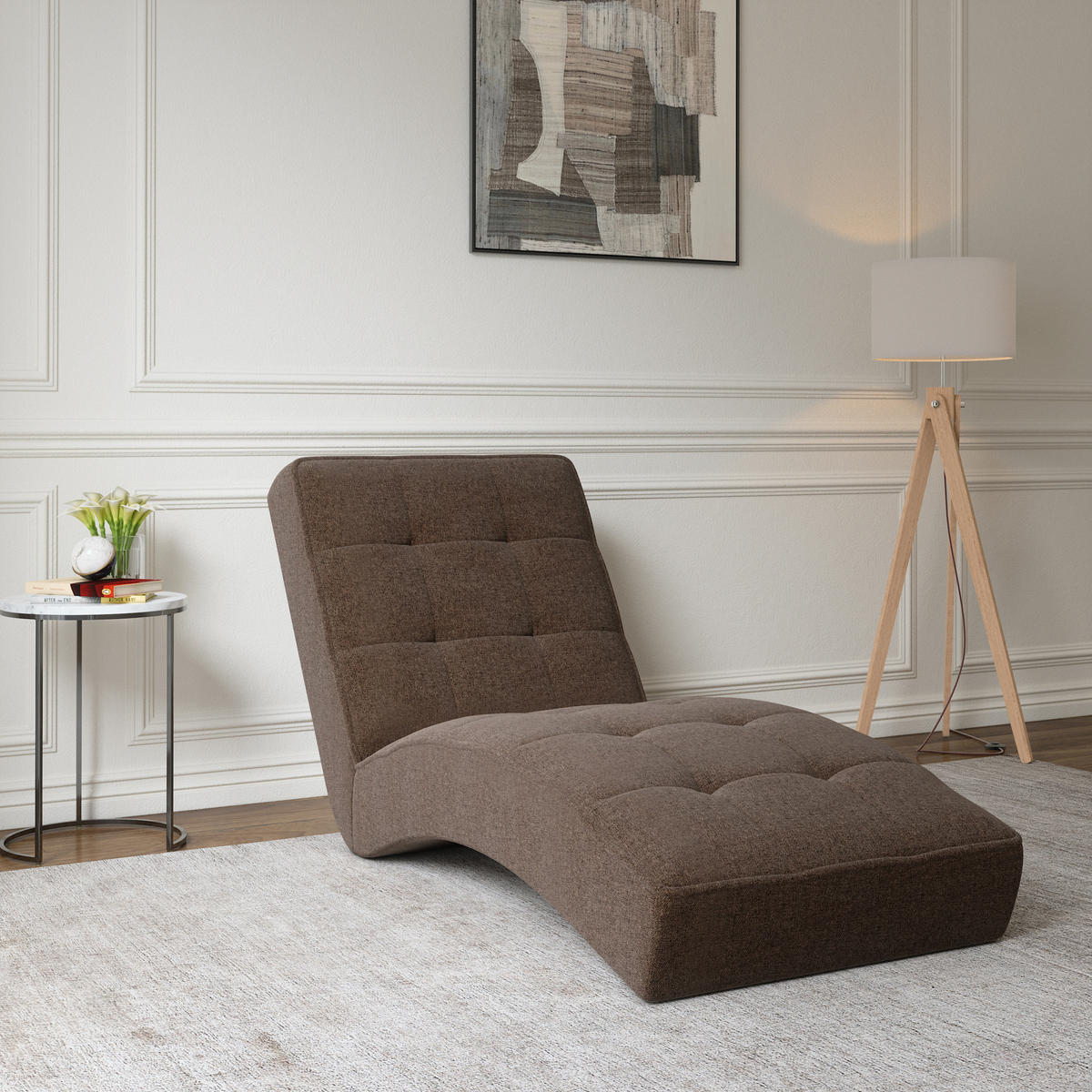 CHAISELONGUE - Livano - Hellbraun (Twist 06) - Braun, Holzwerkstoff (73/79/170cm) - Möblo