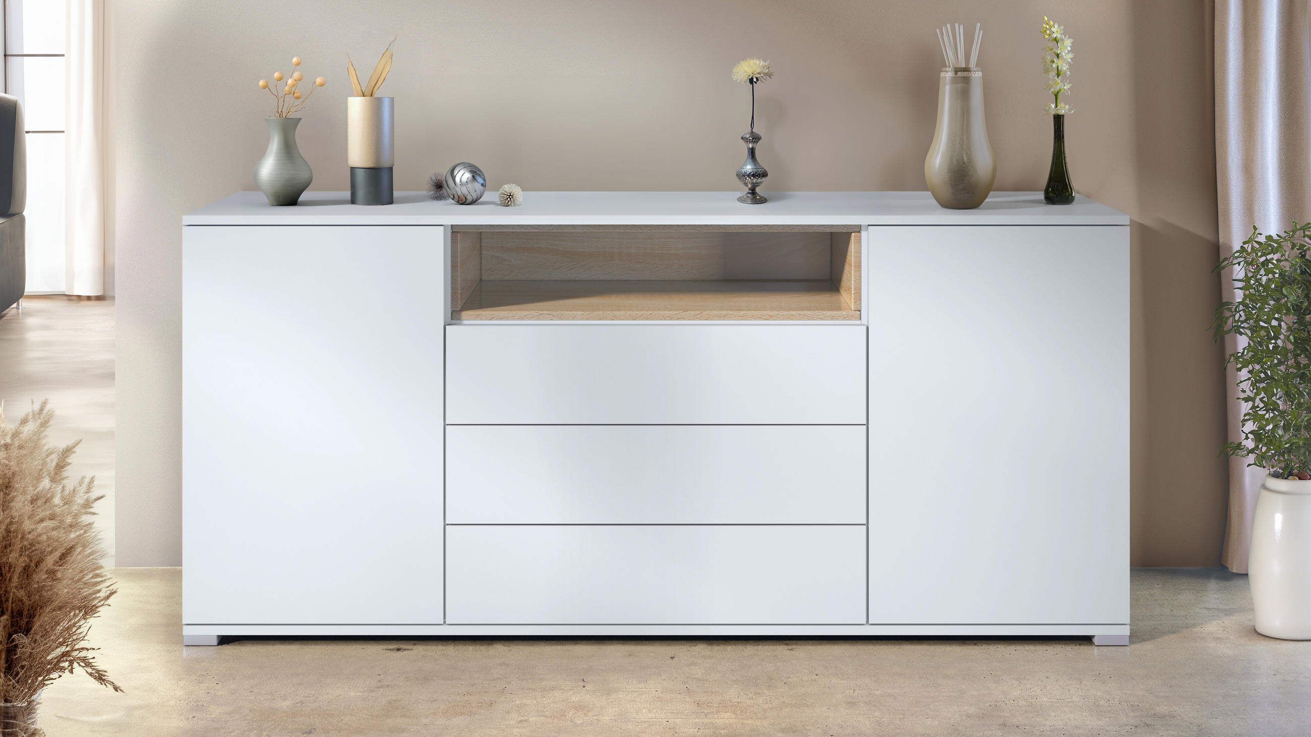 SIDEBOARD Skadu Eiche sägerau - Eiche San Remo, Holzwerkstoff (166.5/75.5/35cm) - Vladon