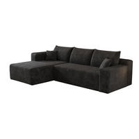 ECKSOFA Cord Schwarz ohne Montage - Schwarz, Textil (241/151cm) - WISHDOR