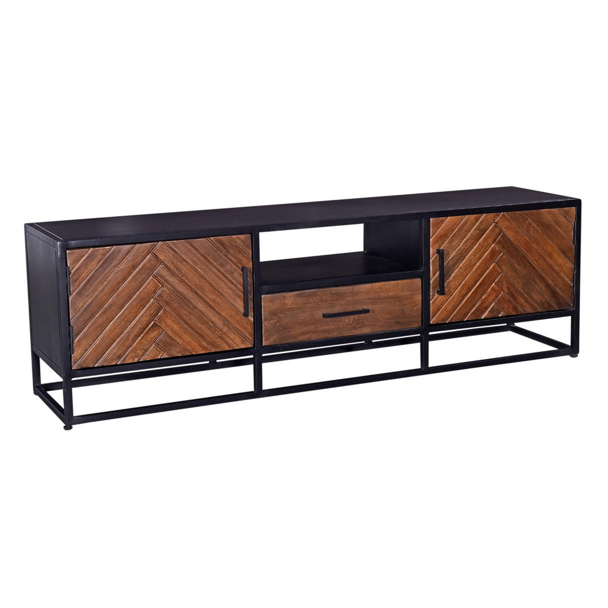 TV-SCHRANK Herringbone aus Mangoholz 165cm, braun - Braun, Holz (165/50/40cm) - Giga Meubel